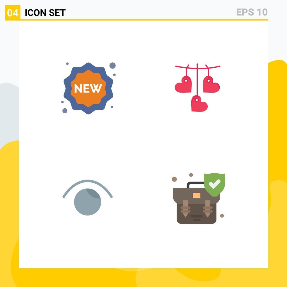 moderno impostato di 4 piatto icone e simboli come come distintivo Visualizza shopping amore cinguettio modificabile vettore design elementi