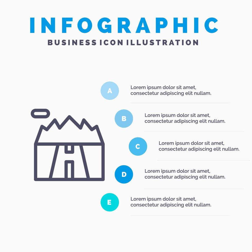 paesaggio montagne scenario strada linea icona con 5 passaggi presentazione infografica sfondo vettore