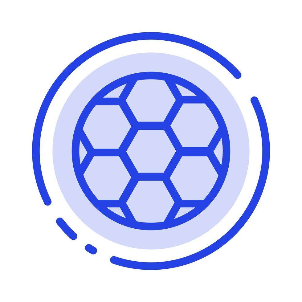 palla calcio calcio sport blu tratteggiata linea linea icona vettore