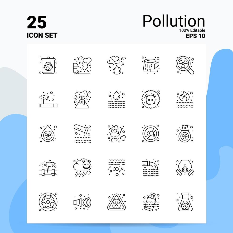 25 inquinamento icona impostato 100 modificabile eps 10 File attività commerciale logo concetto idee linea icona design vettore