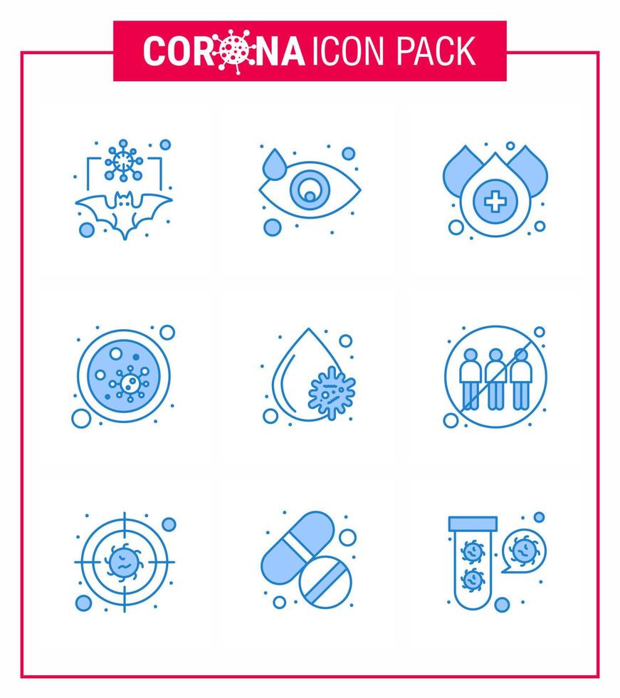 covid19 protezione coronavirus pendamico 9 blu icona impostato come come sangue microbo lacrima germi batterio virale coronavirus 2019 nov malattia vettore design elementi