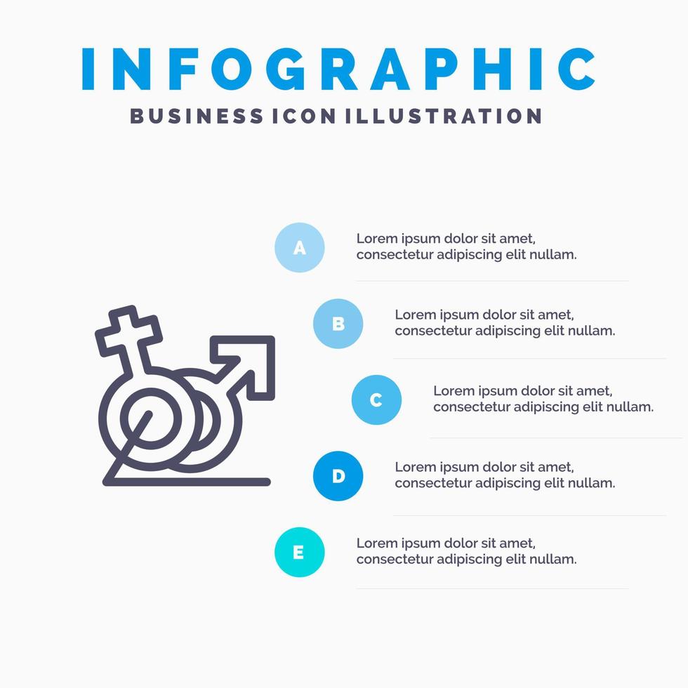 uomini donne cartello papero identità linea icona con 5 passaggi presentazione infografica sfondo vettore