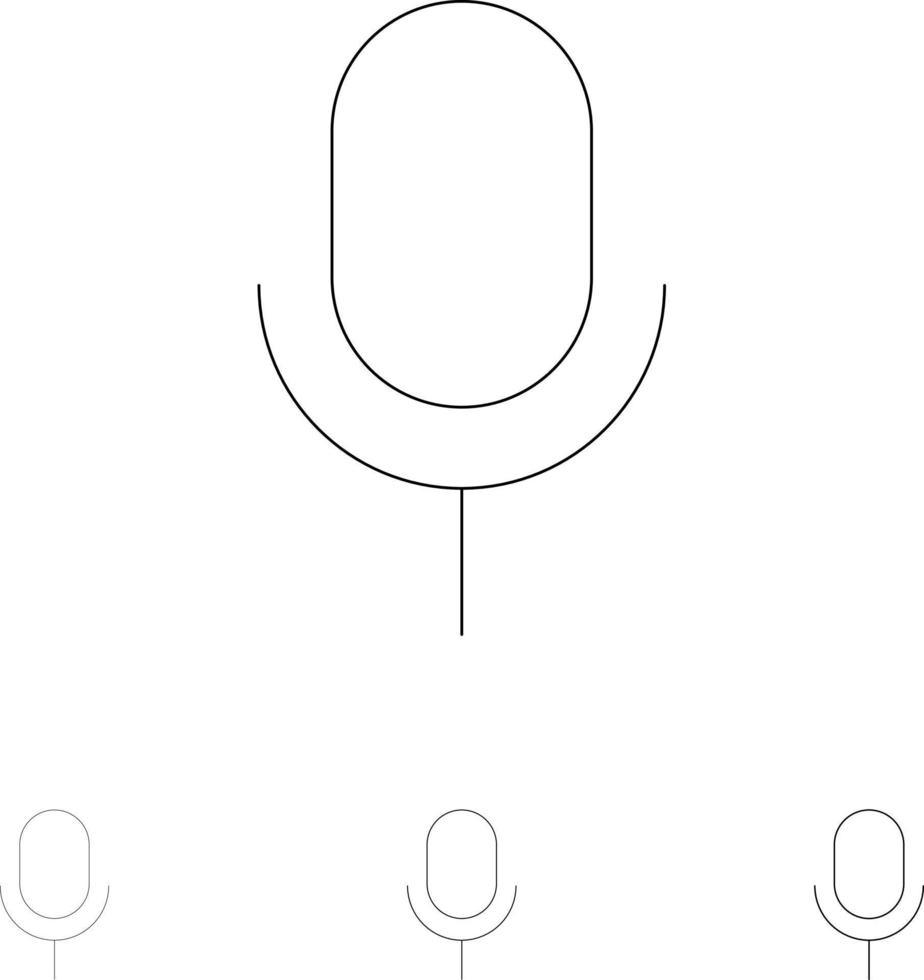 mic microfono di base ui grassetto e magro nero linea icona impostato vettore
