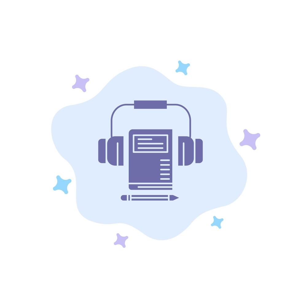 musica Audio cuffie libro blu icona su astratto nube sfondo vettore