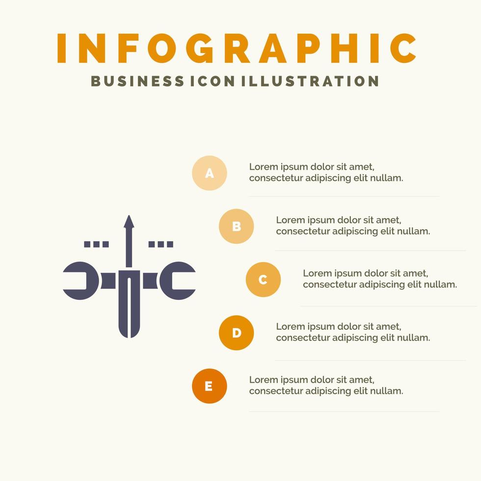 nube calcolo Cacciavite utensili infografica presentazione modello 5 passaggi presentazione vettore