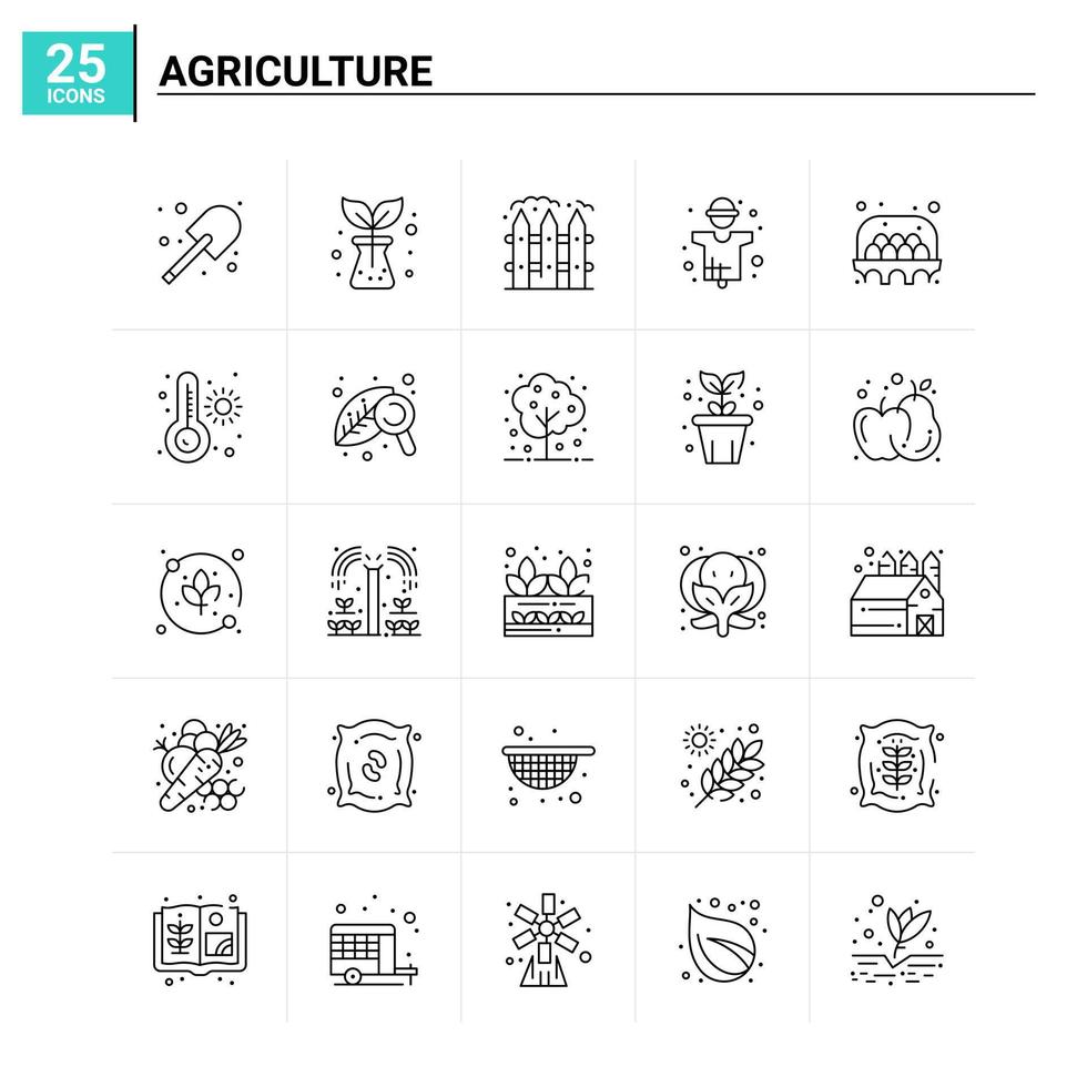 25 agricoltura icona impostato vettore sfondo