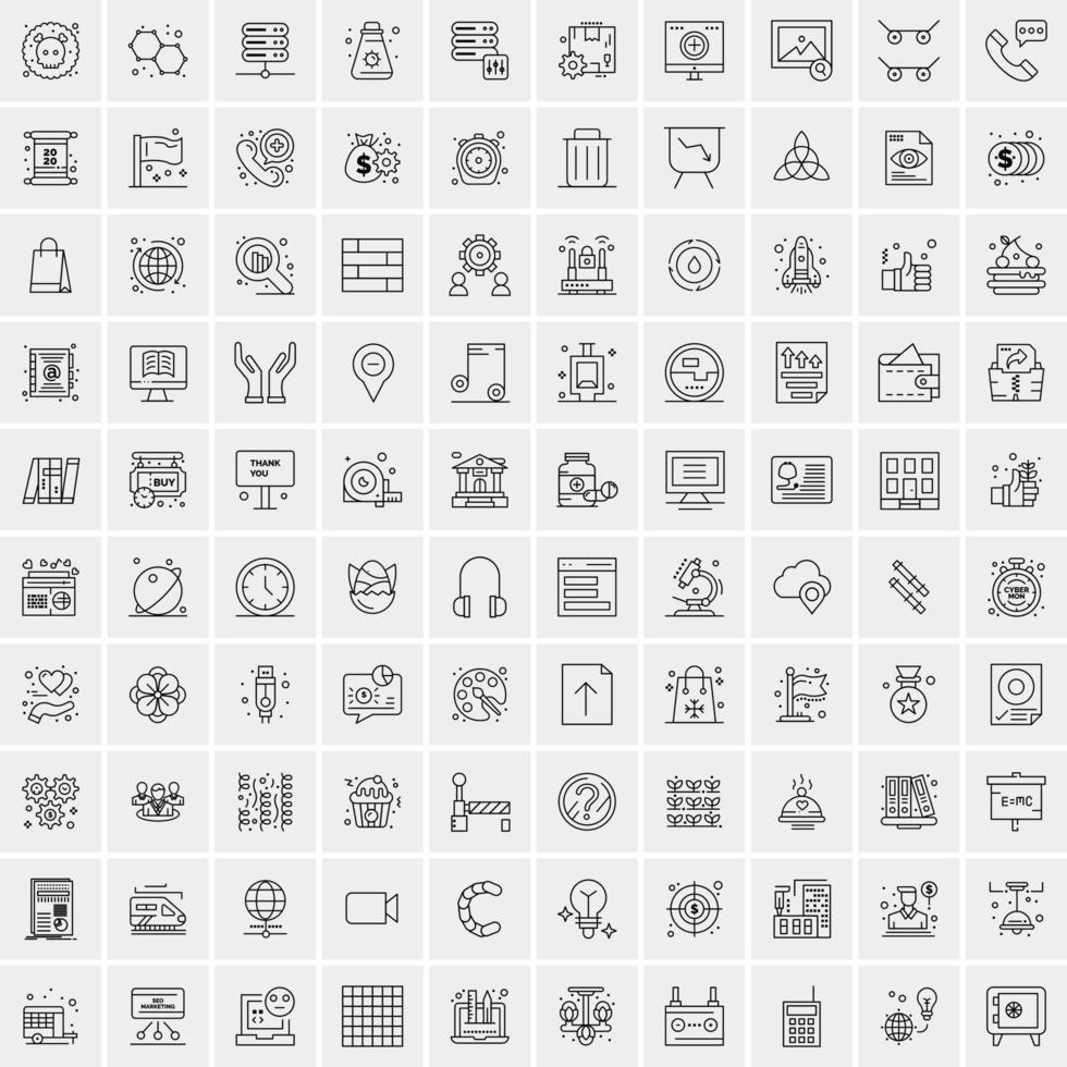imballare di 100 universale linea icone per mobile e ragnatela vettore
