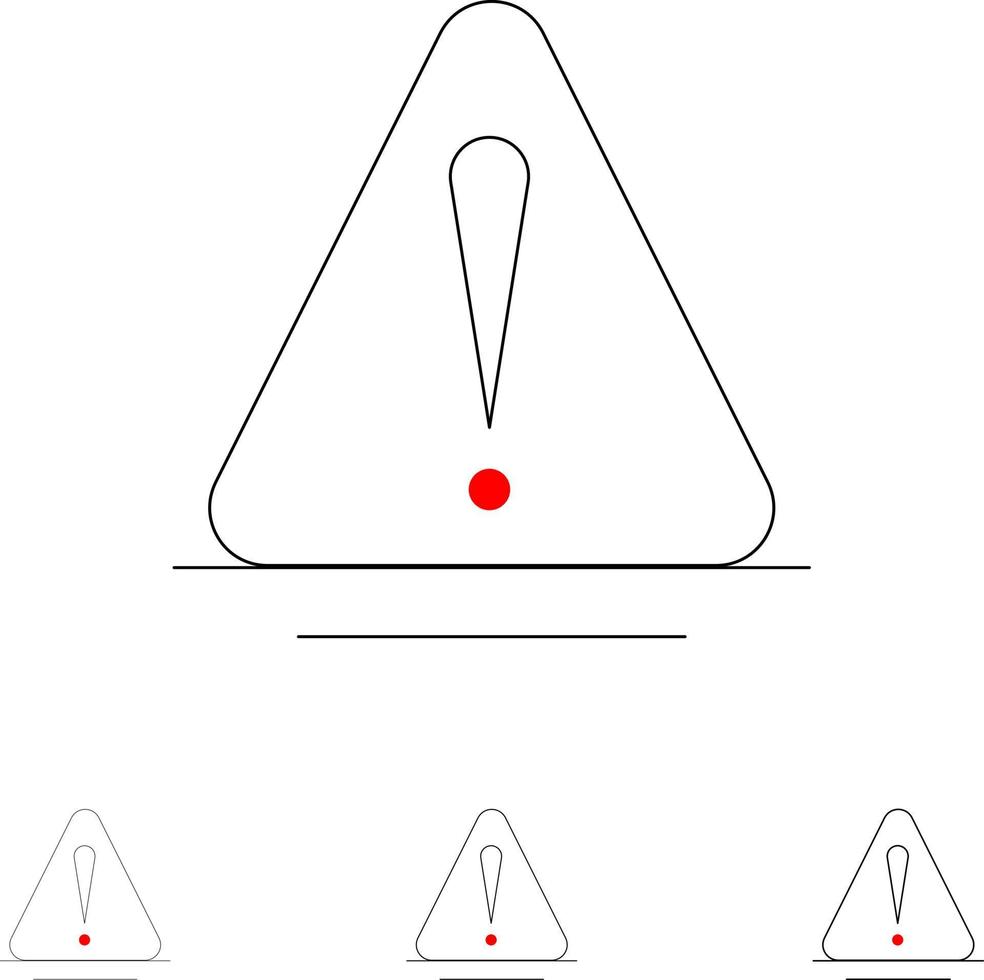 mettere in guardia Pericolo avvertimento logistica grassetto e magro nero linea icona impostato vettore