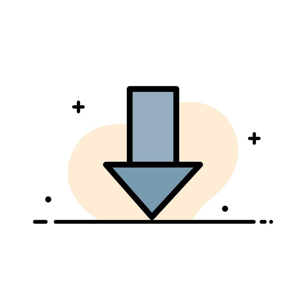 freccia giù giù freccia direzione attività commerciale piatto linea pieno icona vettore bandiera modello