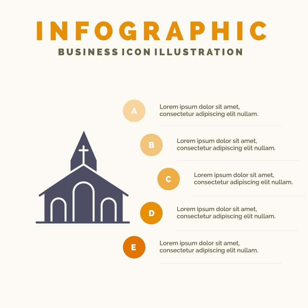 Chiesa celebrazione cristiano attraversare Pasqua solido icona infografica 5 passaggi presentazione sfondo vettore