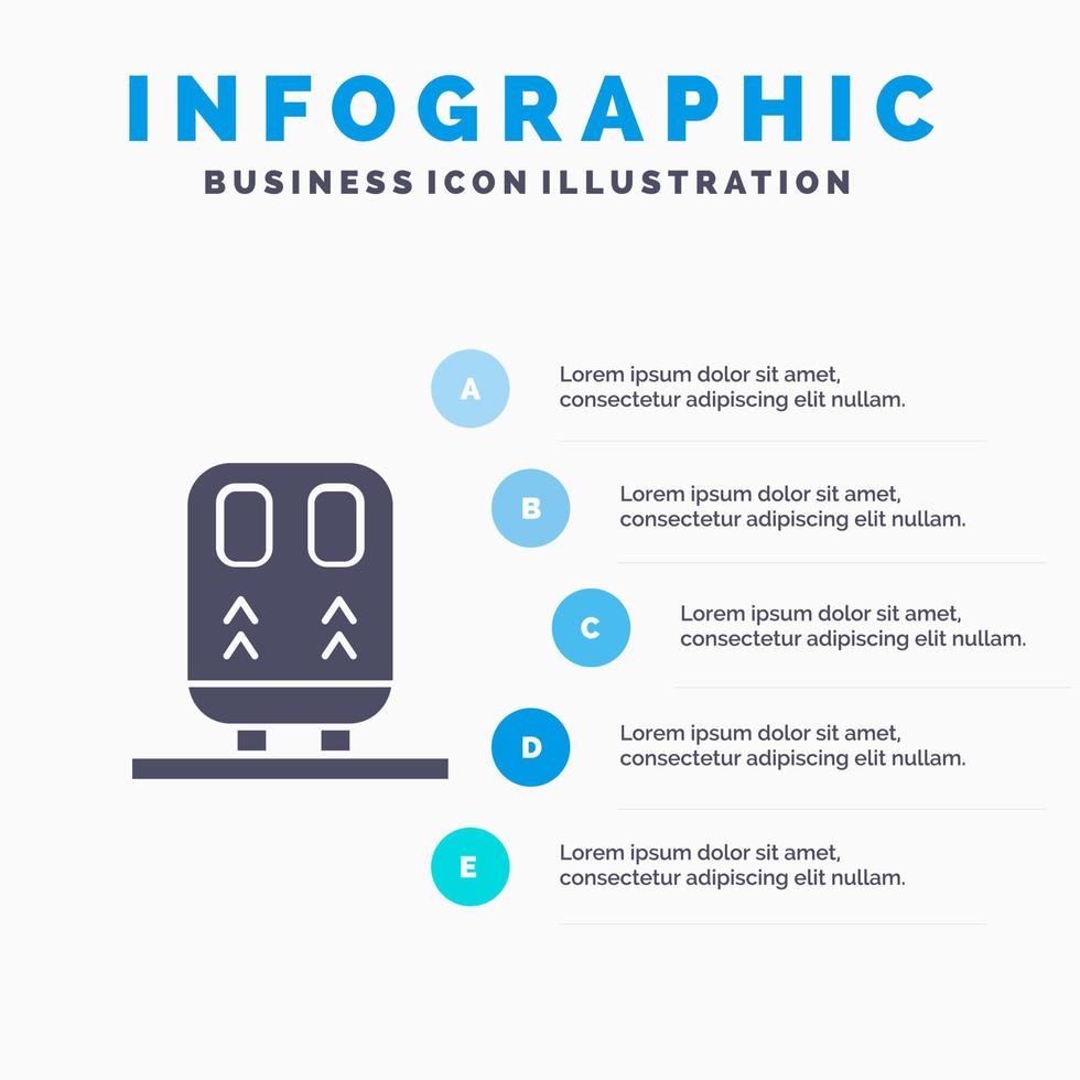 indietro ferrovia treno mezzi di trasporto solido icona infografica 5 passaggi presentazione sfondo vettore