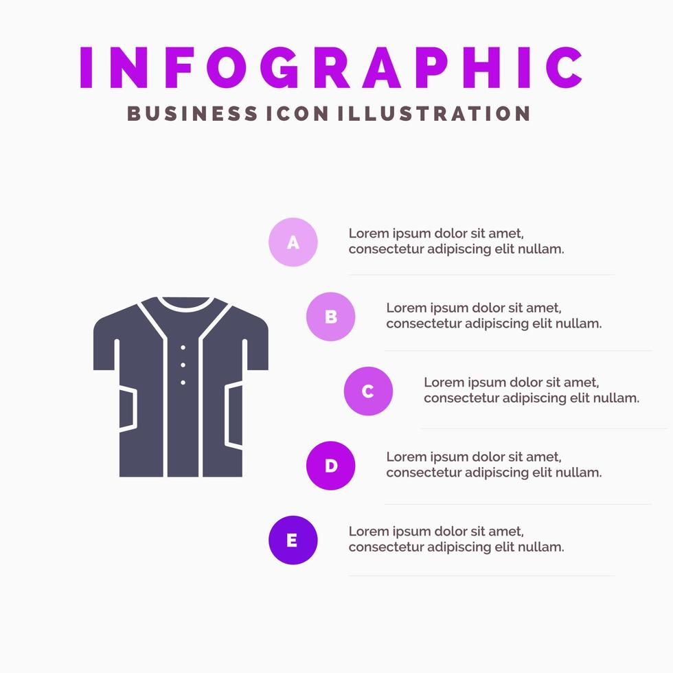 stoffa capi di abbigliamento digitale elettronico tessuto solido icona infografica 5 passaggi presentazione sfondo vettore