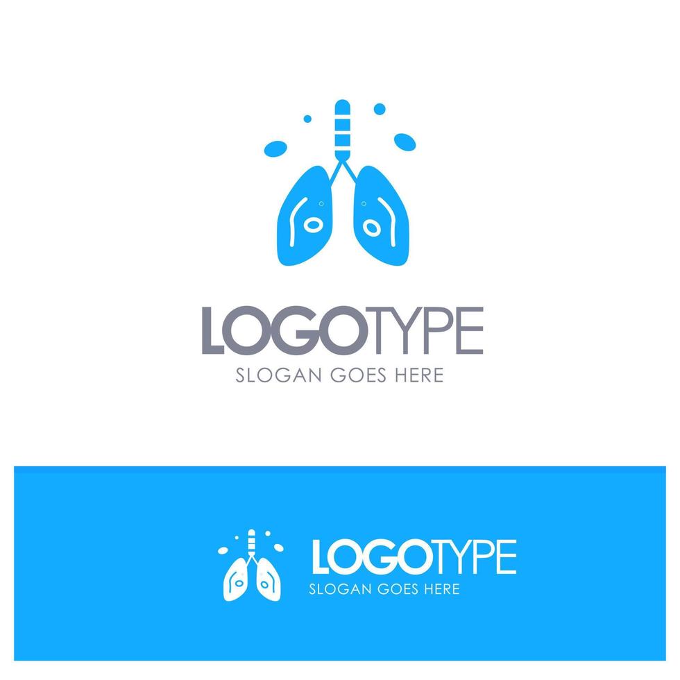 inquinamento cancro cuore polmone organo blu solido logo con posto per tagline vettore