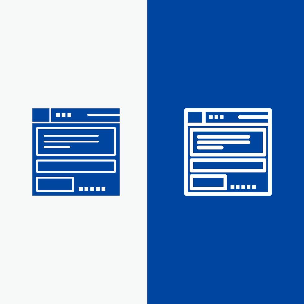 file del browser calcolo codice linea e glifo solido icona blu bandiera vettore