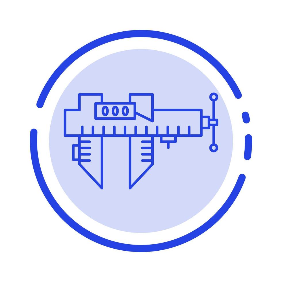 pinze misurare micrometro riparazione scala blu tratteggiata linea linea icona vettore