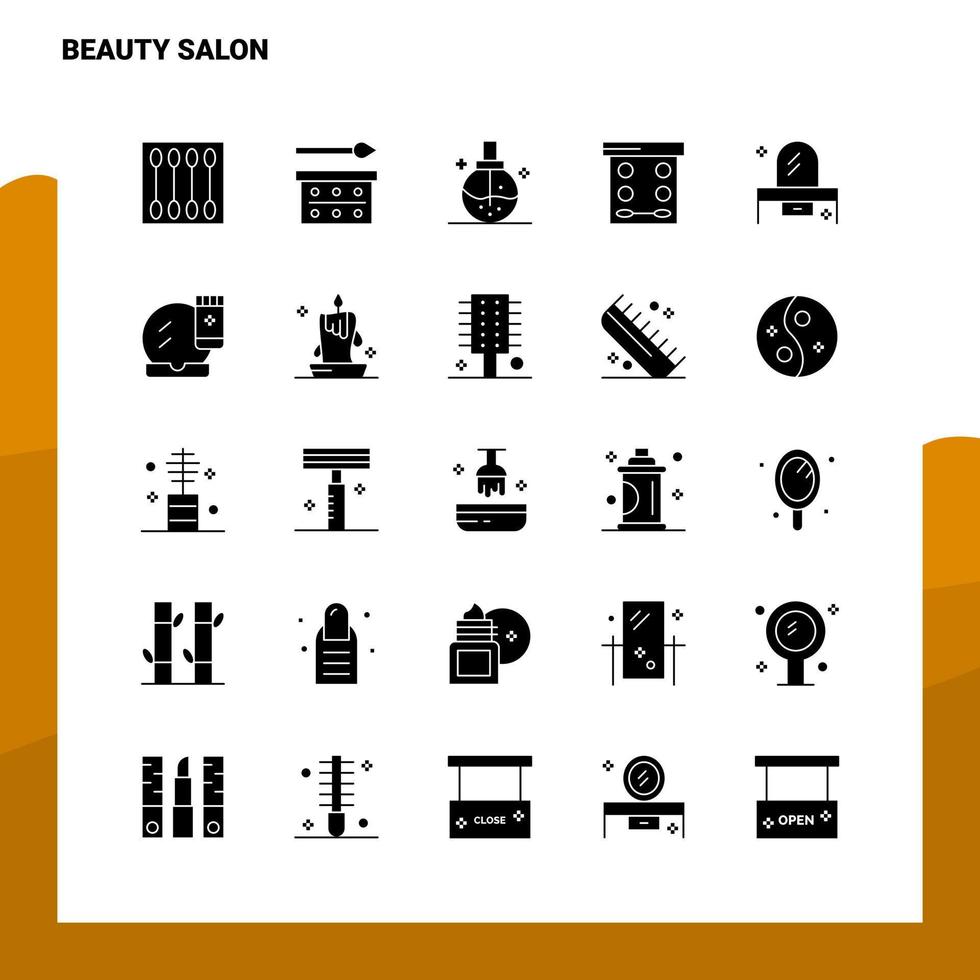 25 bellezza salone icona impostato solido glifo icona vettore illustrazione modello per ragnatela e mobile idee per attività commerciale azienda