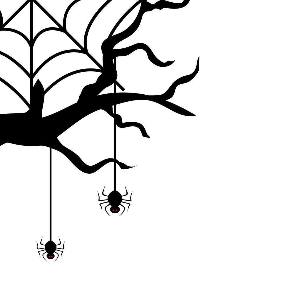 albero secco con icona isolata di ragni vettore