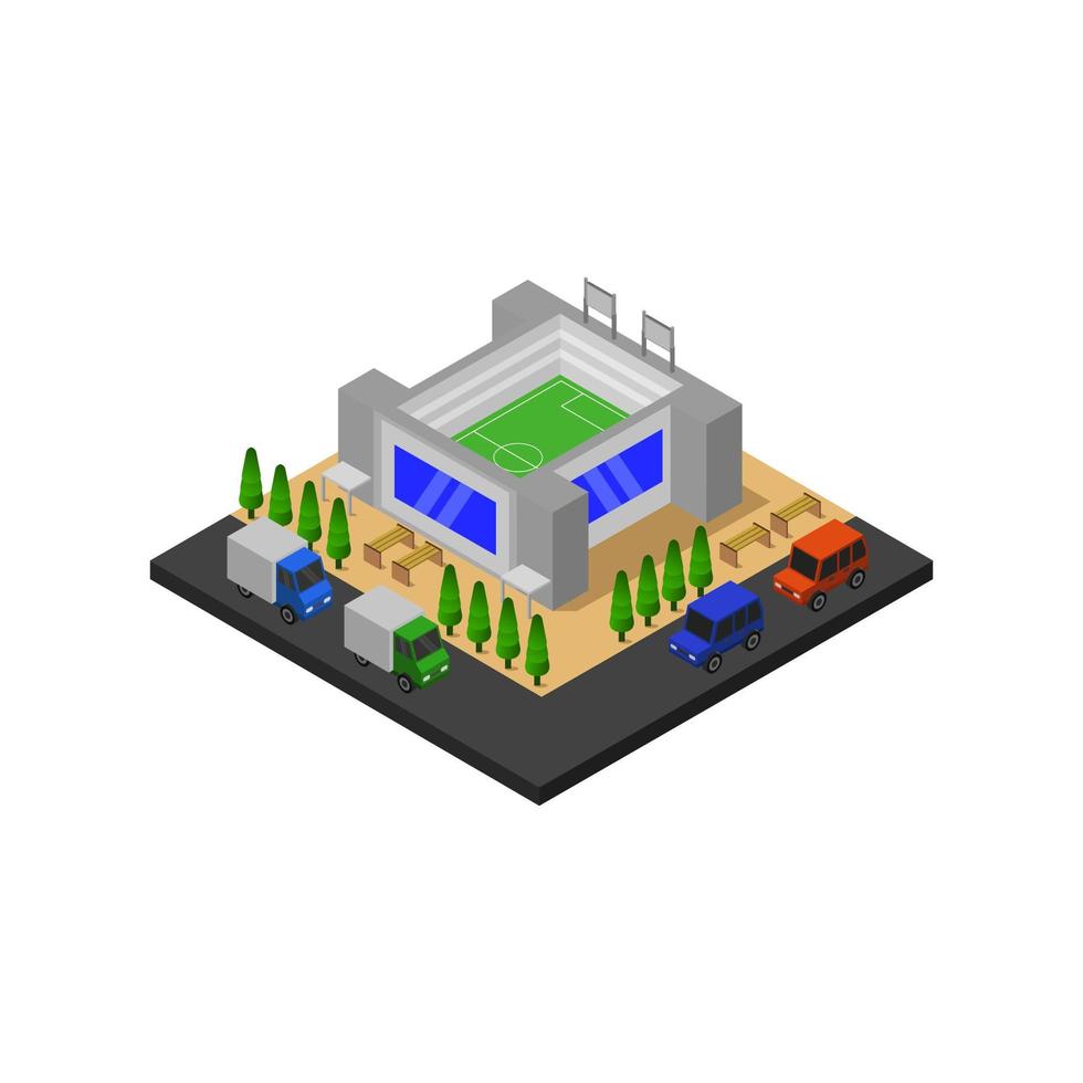 stadio isometrico illustrato su sfondo bianco vettore