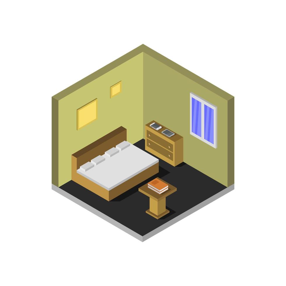 camera da letto isometrica o camera d'albergo vettore