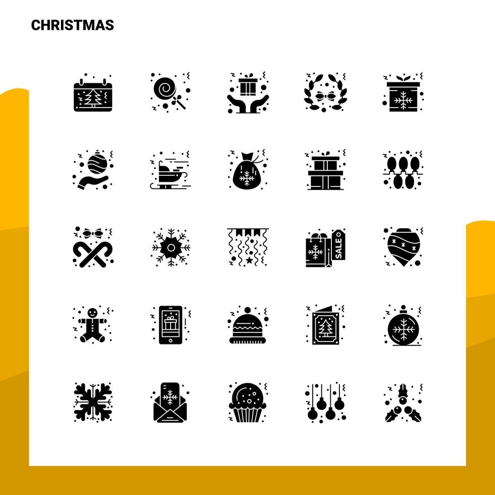25 Natale icona impostato solido glifo icona vettore illustrazione modello per ragnatela e mobile idee per attività commerciale azienda