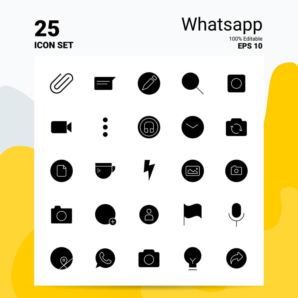 25 WhatsApp icona impostato 100 modificabile eps 10 File attività commerciale logo concetto idee solido glifo icona design vettore