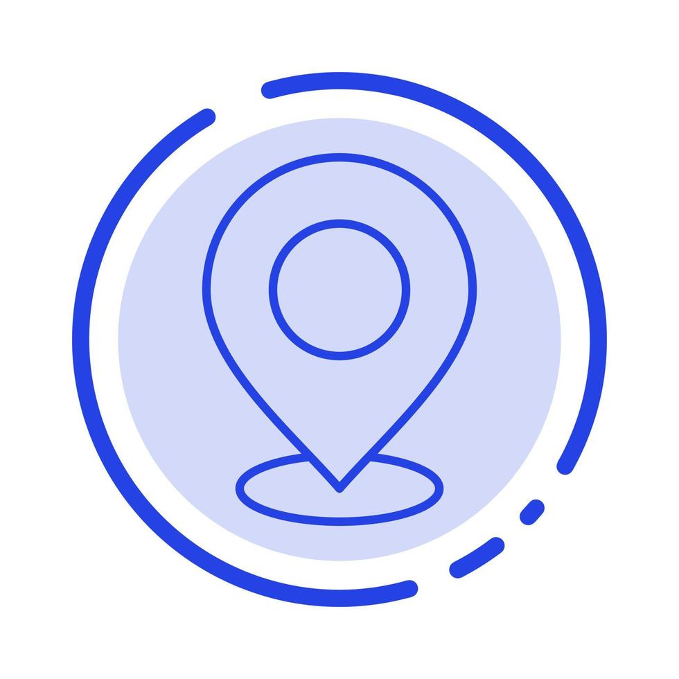 Posizione carta geografica marchio marcatore perno posto punto pointer blu tratteggiata linea linea icona vettore