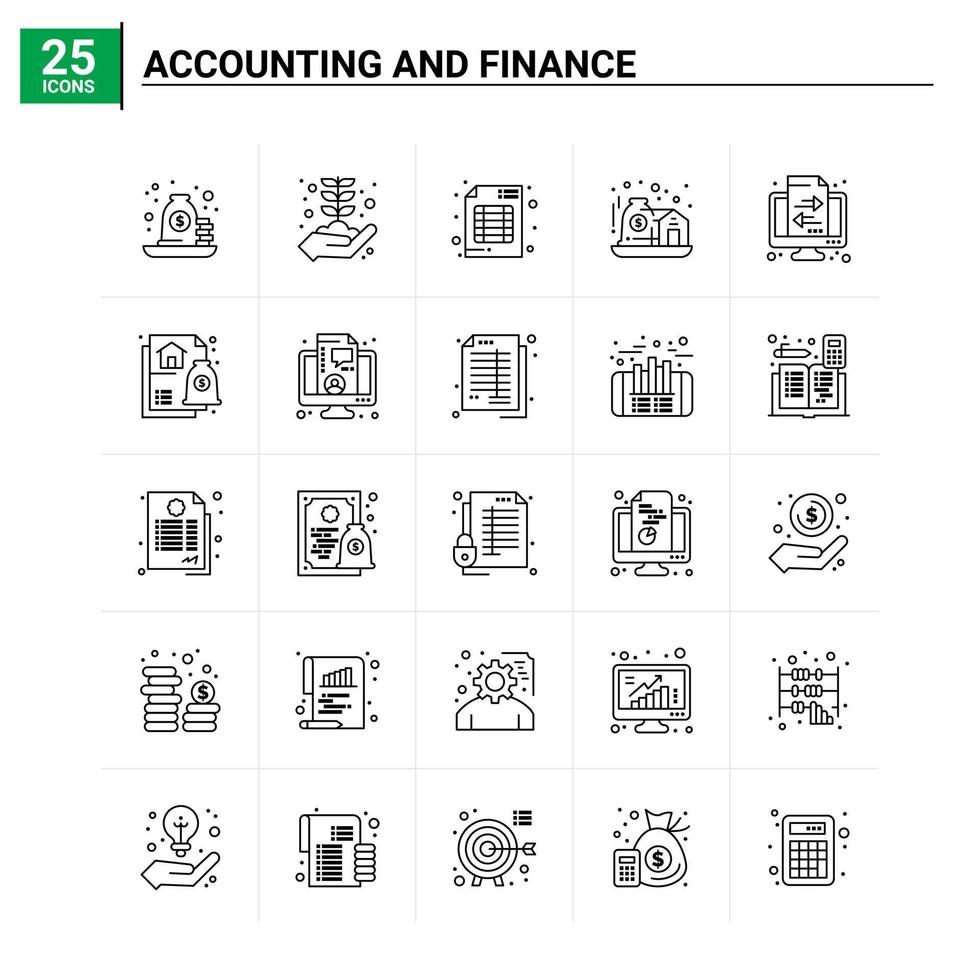 25 contabilità e finanza icona impostato vettore sfondo
