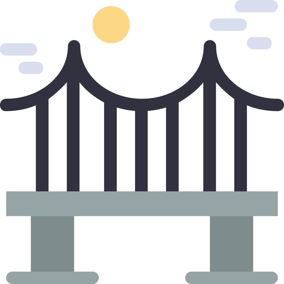 attraverso ponte metallo fiume strada piatto colore icona vettore icona bandiera modello
