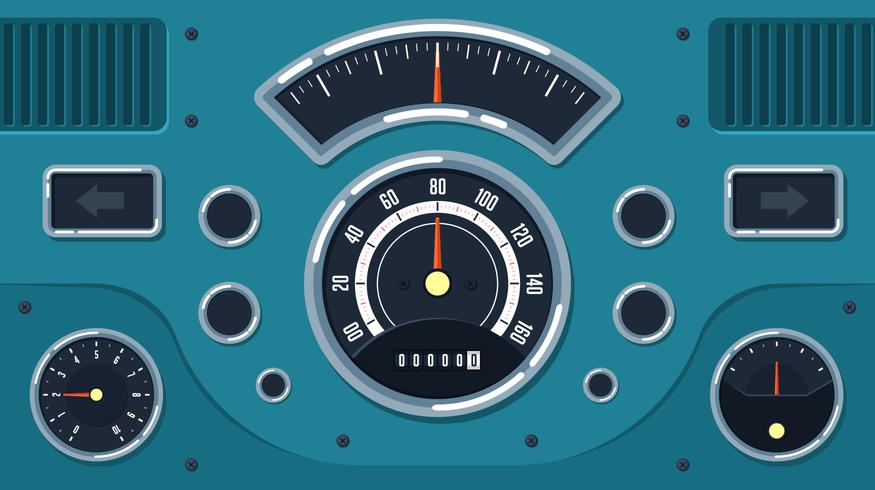 Vettore d'annata dell'automobile Dashboard UI libero