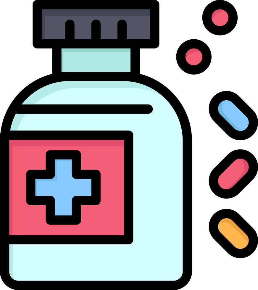 bottiglia medicina tavoletta piatto colore icona vettore icona bandiera modello
