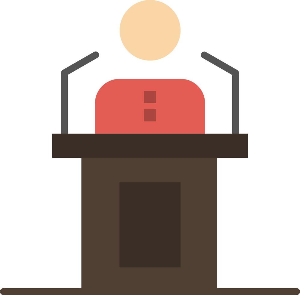 altoparlante persona presentazione professionale pubblico seminario discorso piatto colore icona vettore icona bandiera modello