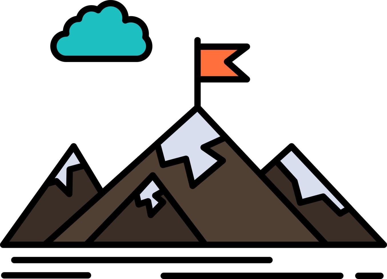 realizzazione scopo attività commerciale obbiettivo missione montagne bersaglio piatto colore icona vettore icona bandiera modello