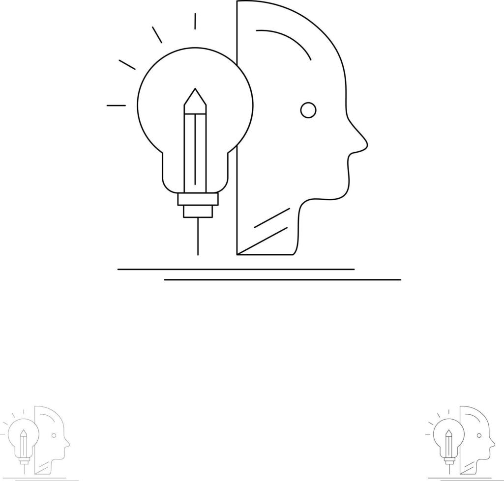 utente mente fabbricazione programmazione grassetto e magro nero linea icona impostato vettore