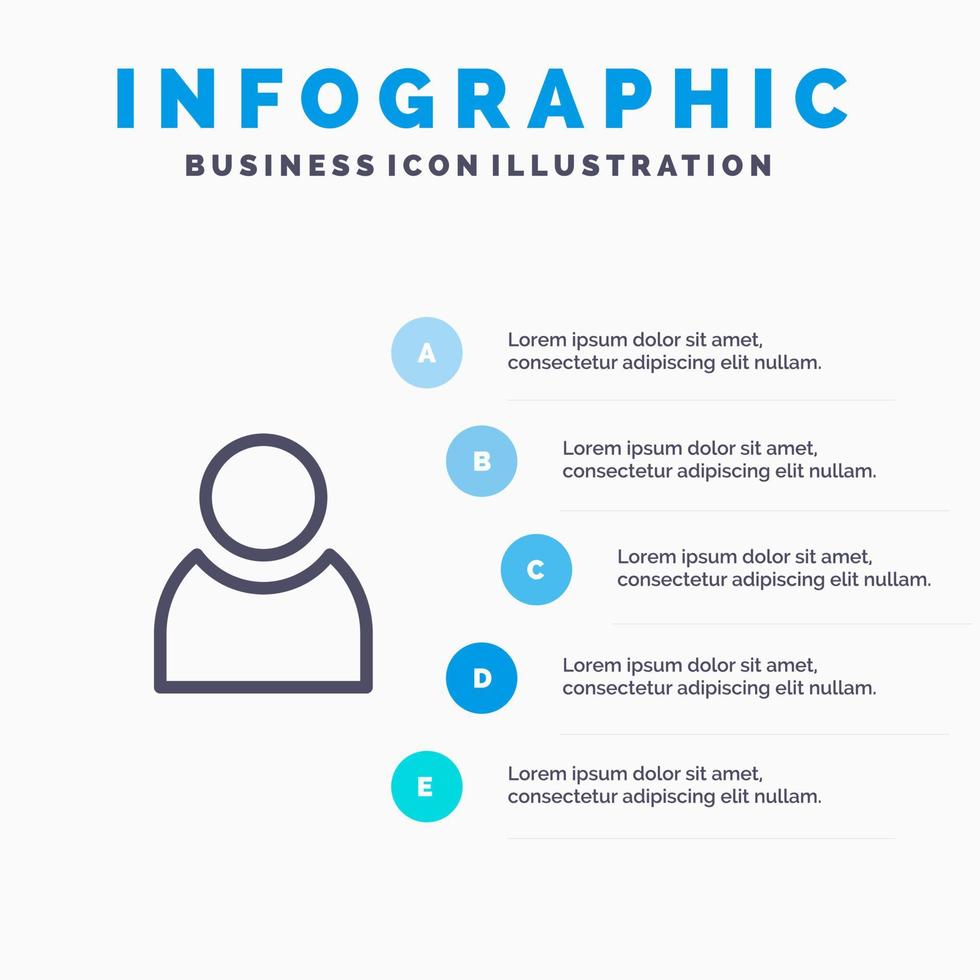 avatar utente di base linea icona con 5 passaggi presentazione infografica sfondo vettore