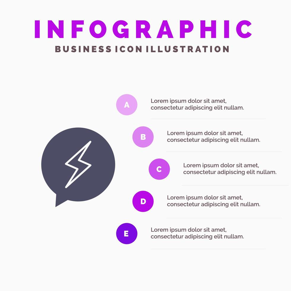 Chiacchierare sms chat energia solido icona infografica 5 passaggi presentazione sfondo vettore