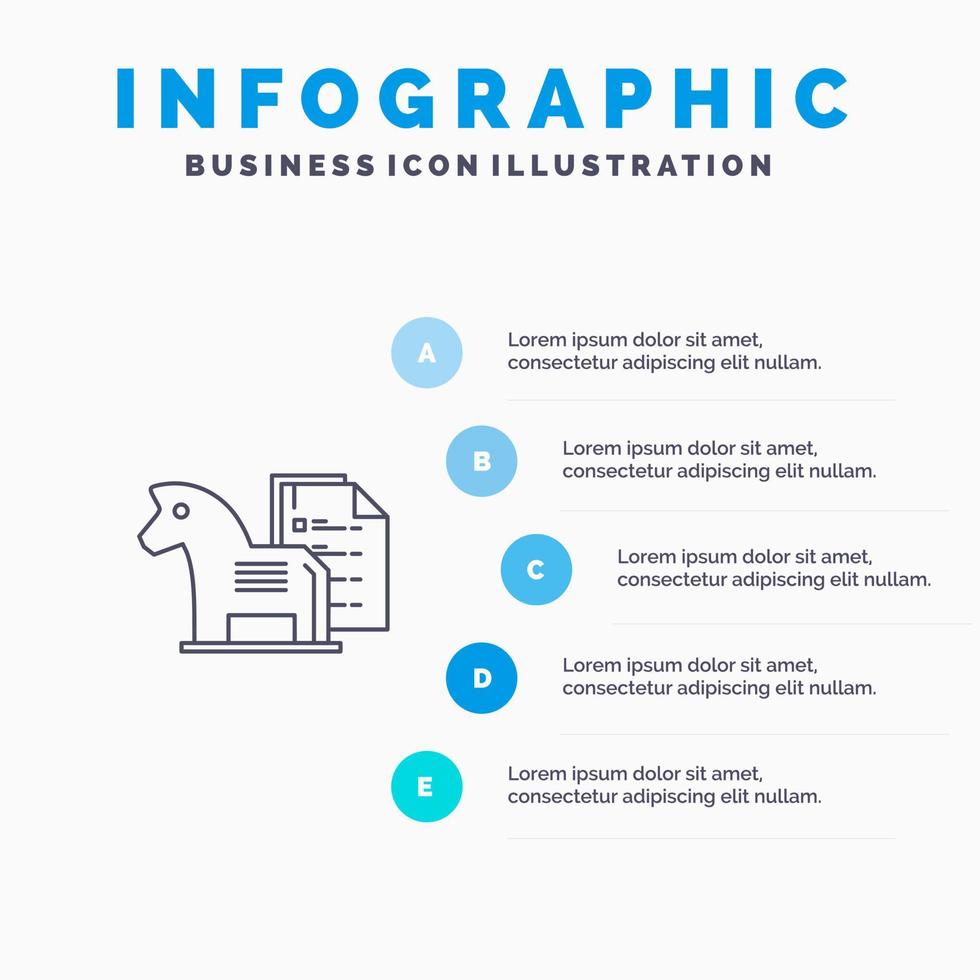 strategia vantaggio attività commerciale scacchi finanza tattica linea icona con 5 passaggi presentazione infografica sfondo vettore