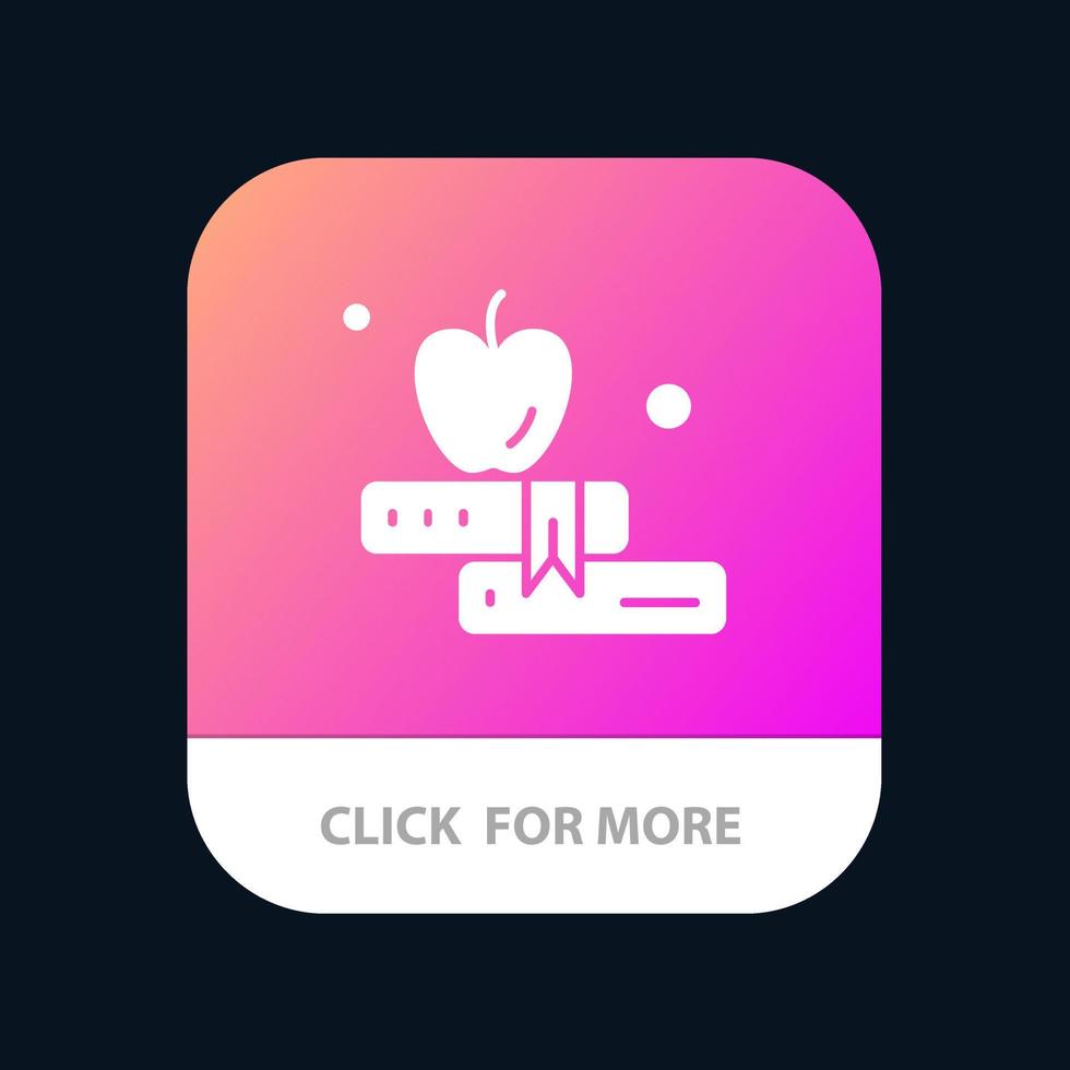 Mela libro formazione scolastica mobile App pulsante androide e ios glifo versione vettore