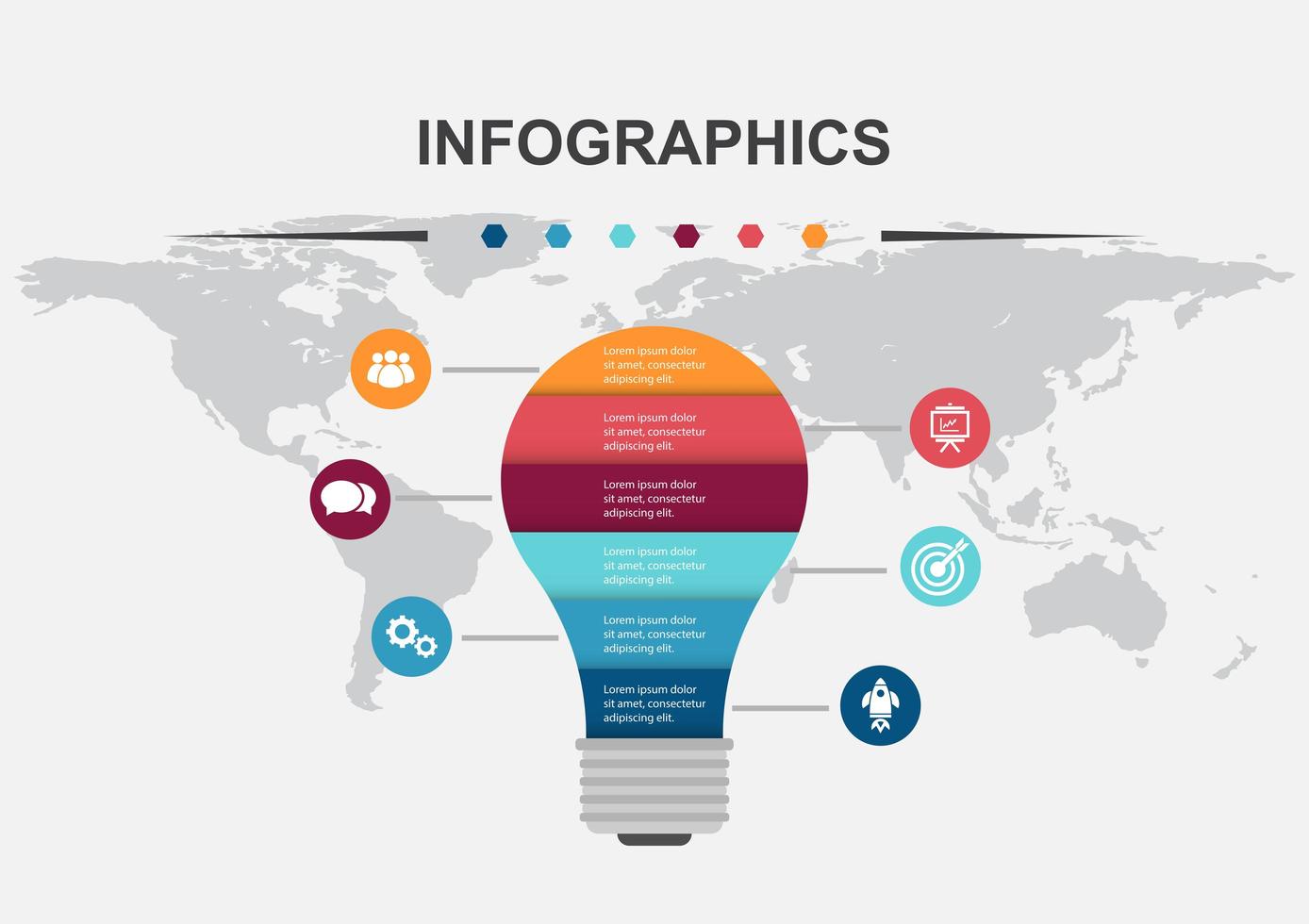 modello di progettazione infografica lampadina vettore