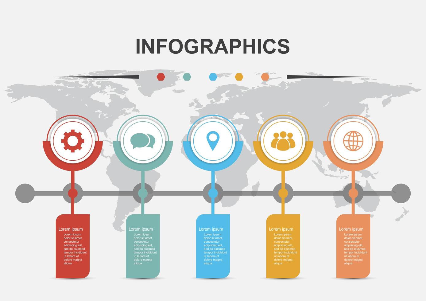 modello di progettazione infografica timeline con 5 banner vettore