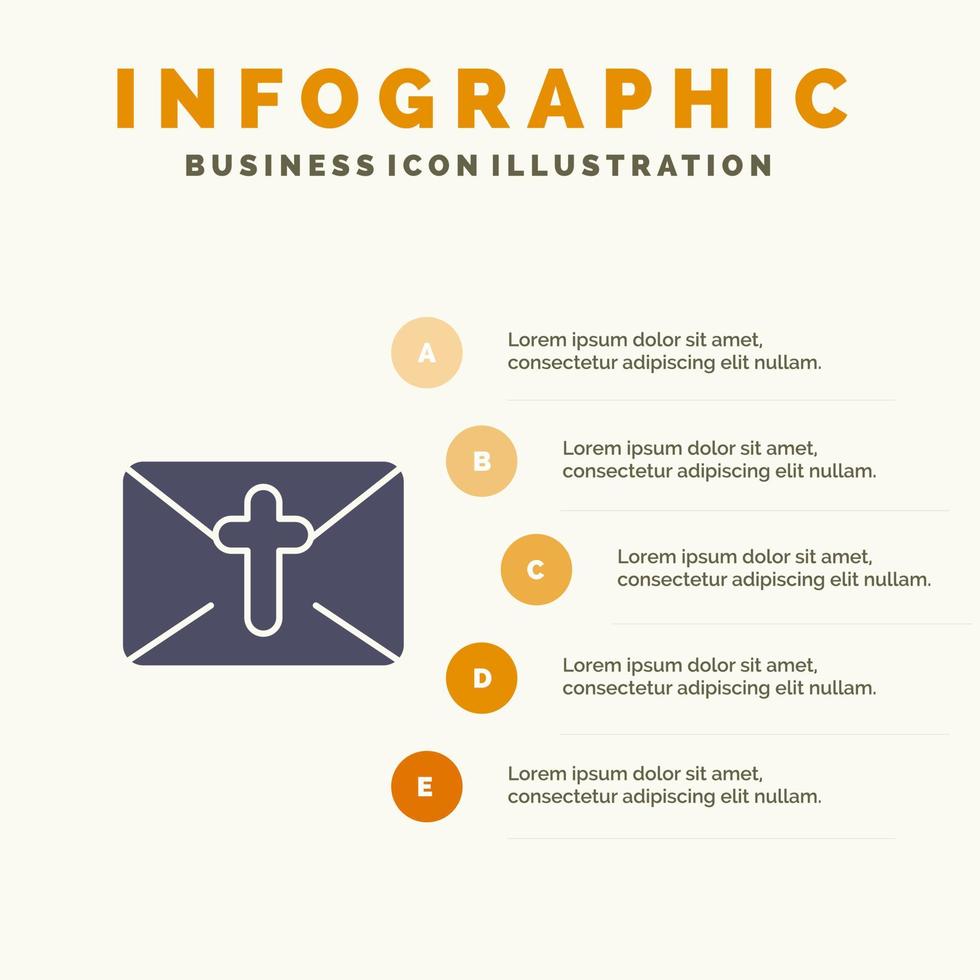 massaggio posta vacanza Pasqua solido icona infografica 5 passaggi presentazione sfondo vettore