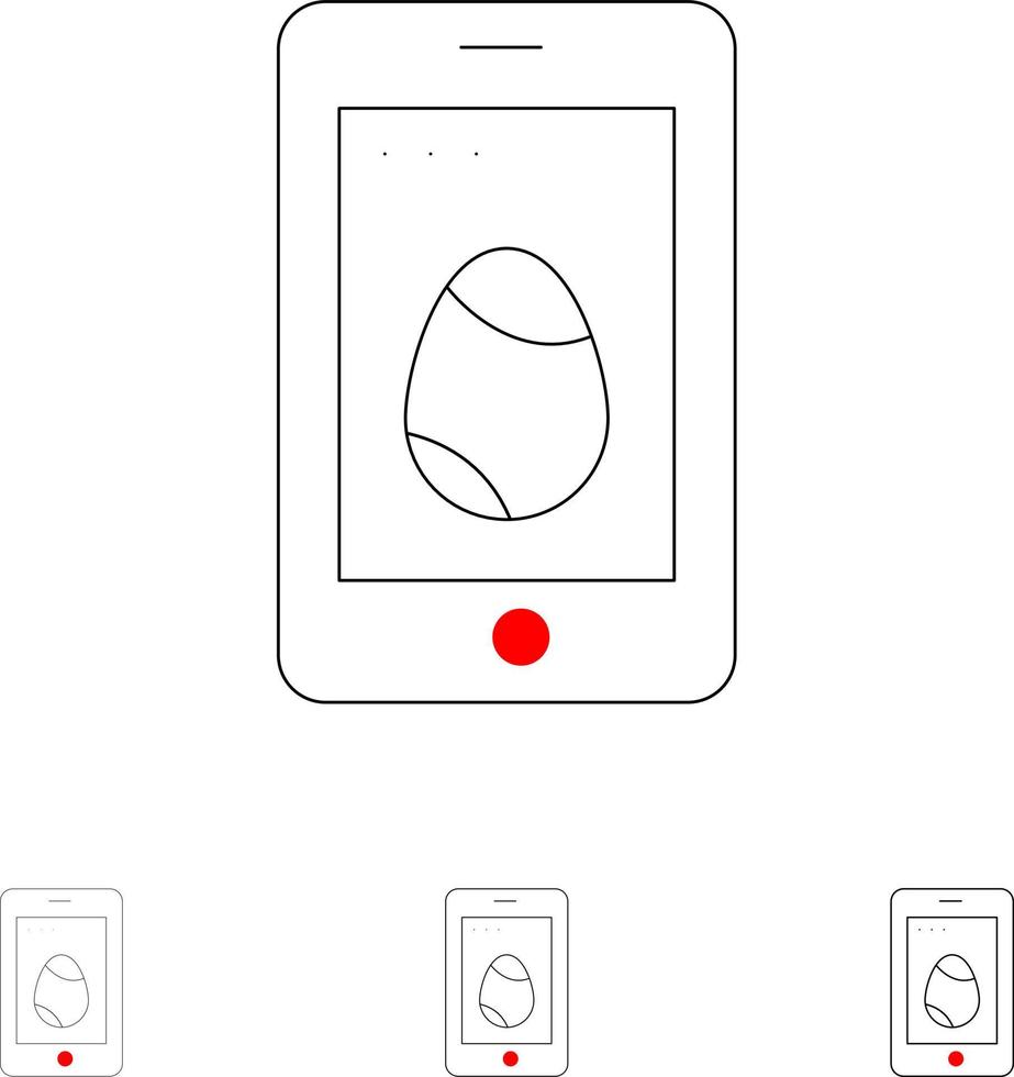 mobile Pasqua cellula uovo grassetto e magro nero linea icona impostato vettore