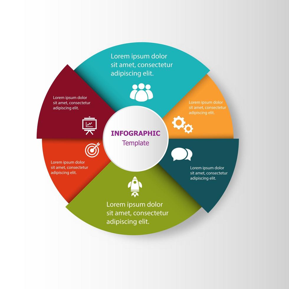 modello di progettazione circolare infografica con 6 passaggi vettore