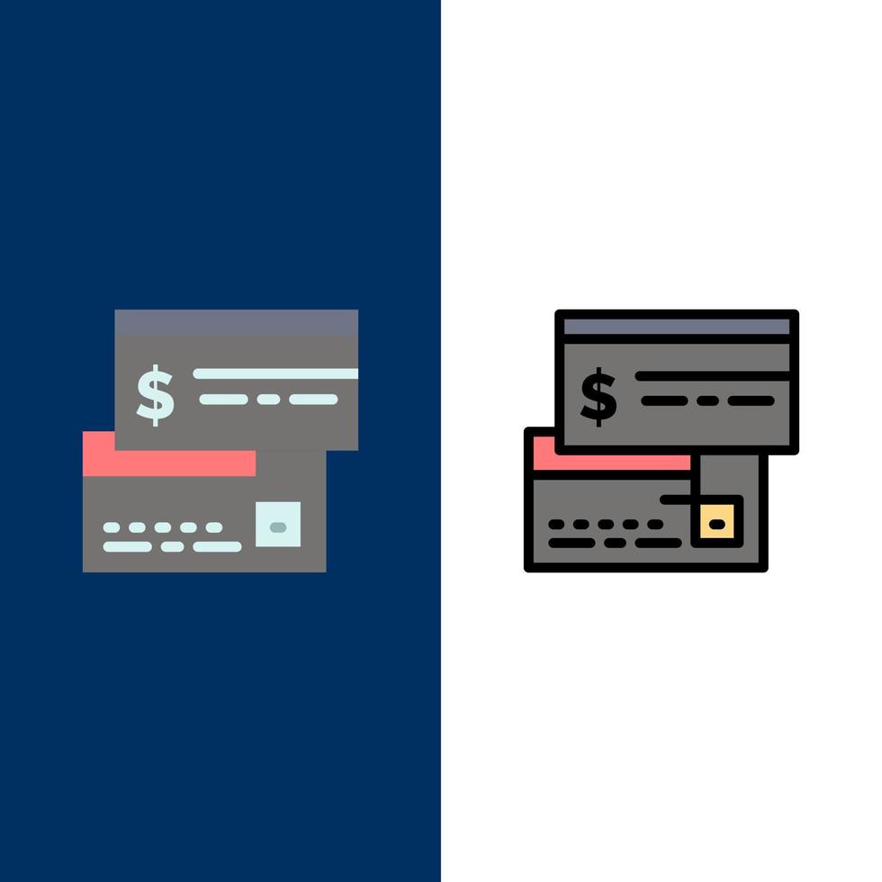 diretto pagamento carta credito addebito diretto icone piatto e linea pieno icona impostato vettore blu sfondo