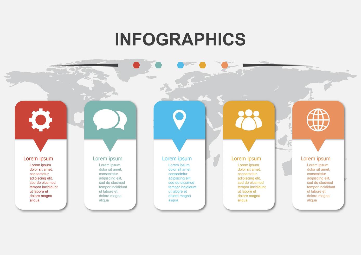 modello di progettazione infografica con 5 passaggi vettore