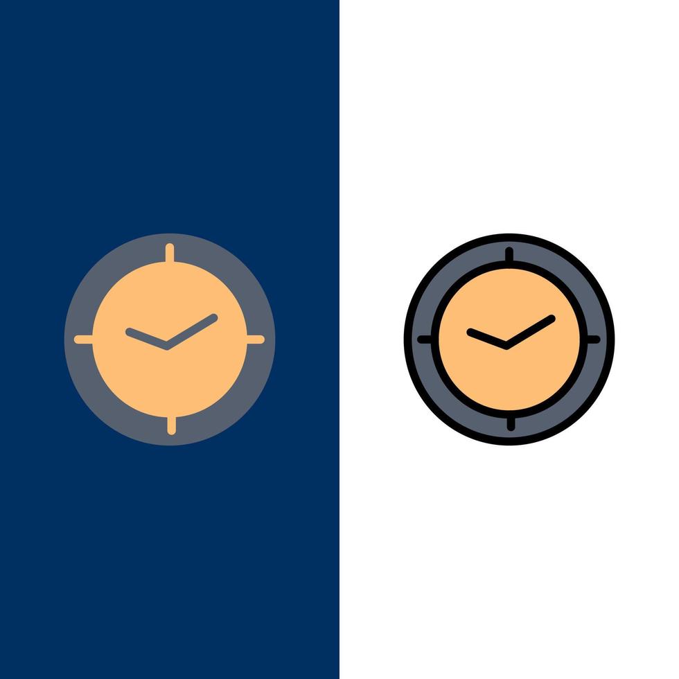 orologio tempo Timer orologio icone piatto e linea pieno icona impostato vettore blu sfondo