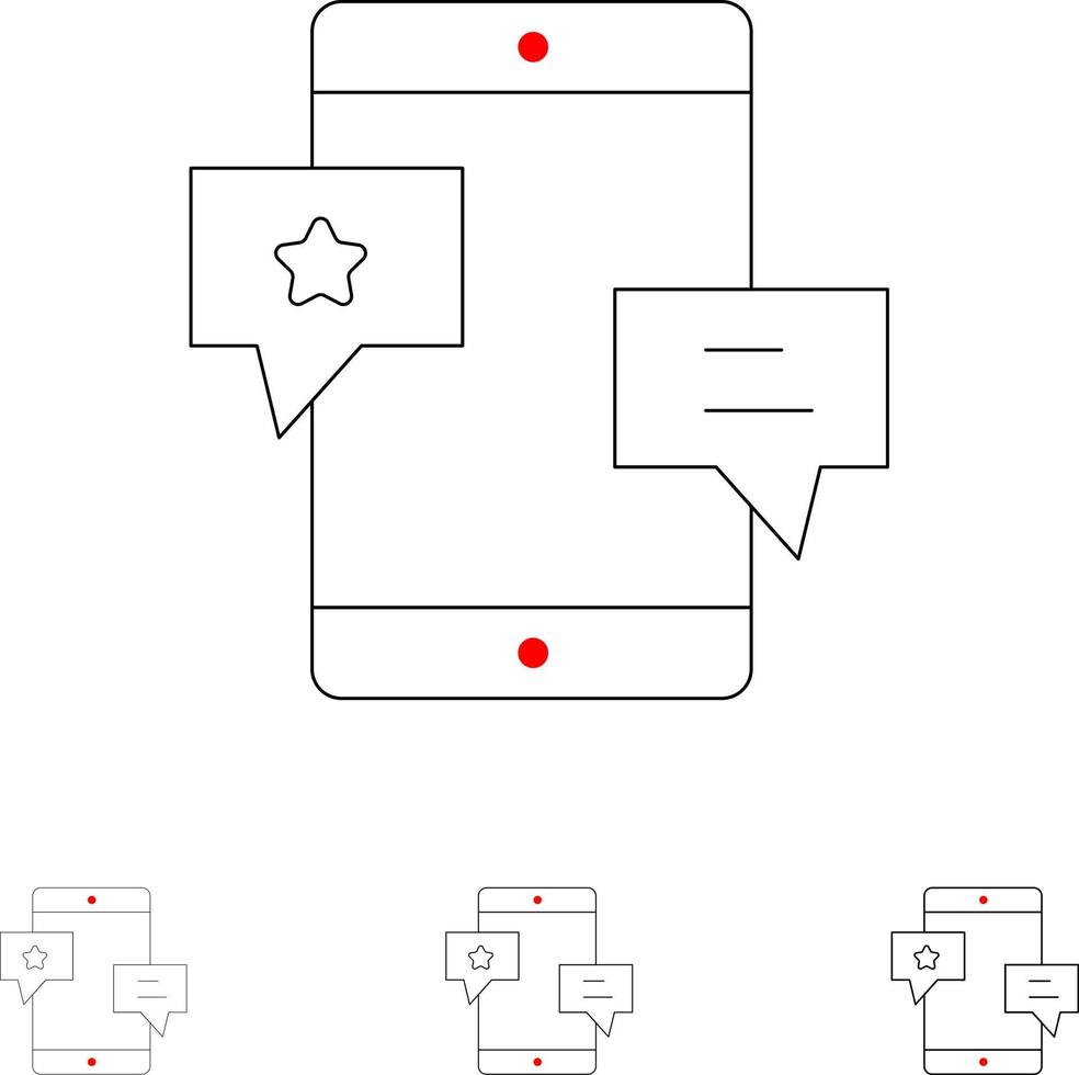 Chiacchierare Comunità media Rete promozione grassetto e magro nero linea icona impostato vettore