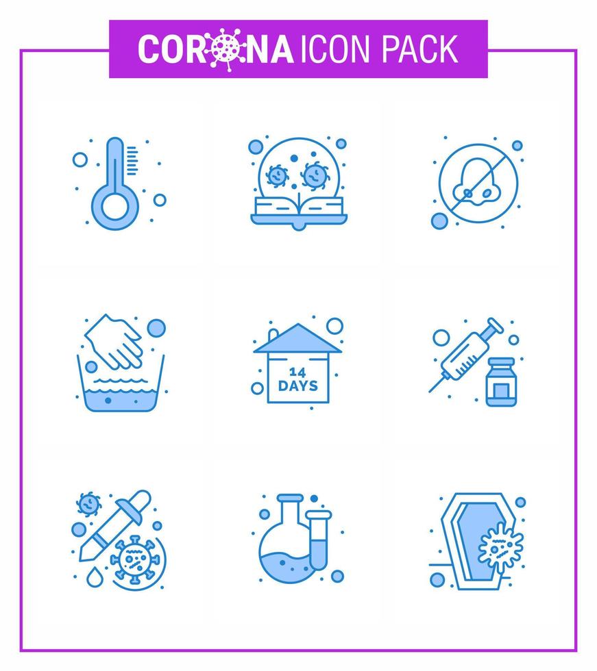 9 blu coronavirus epidemico icona imballare succhiare come rischio medico virus igiene evitare virale coronavirus 2019 nov malattia vettore design elementi