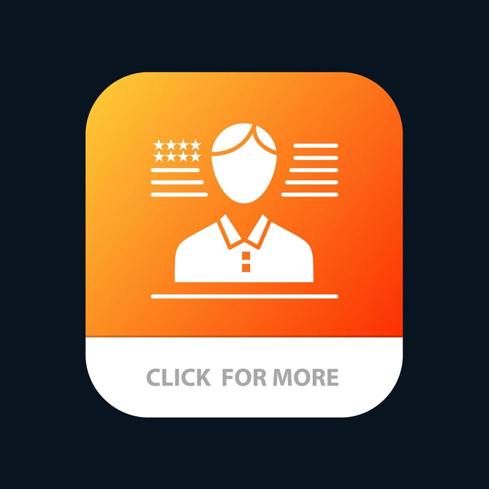 uomo americano bandiera mobile App pulsante androide e ios glifo versione vettore