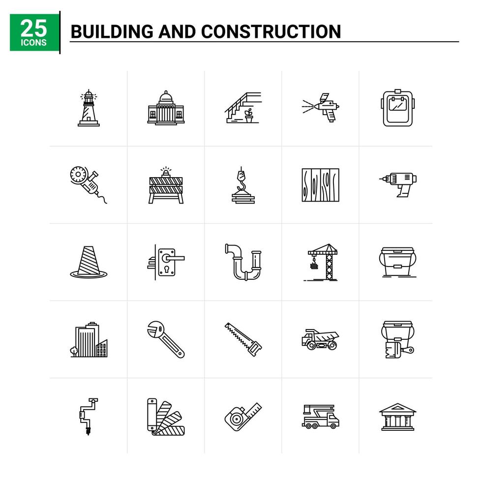 25 edificio e costruzione icona impostato vettore sfondo