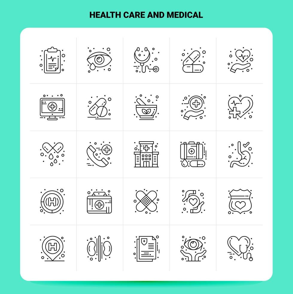 schema 25 Salute cura e medico icona impostato vettore linea stile design nero icone impostato lineare pittogramma imballare ragnatela e mobile attività commerciale idee design vettore illustrazione